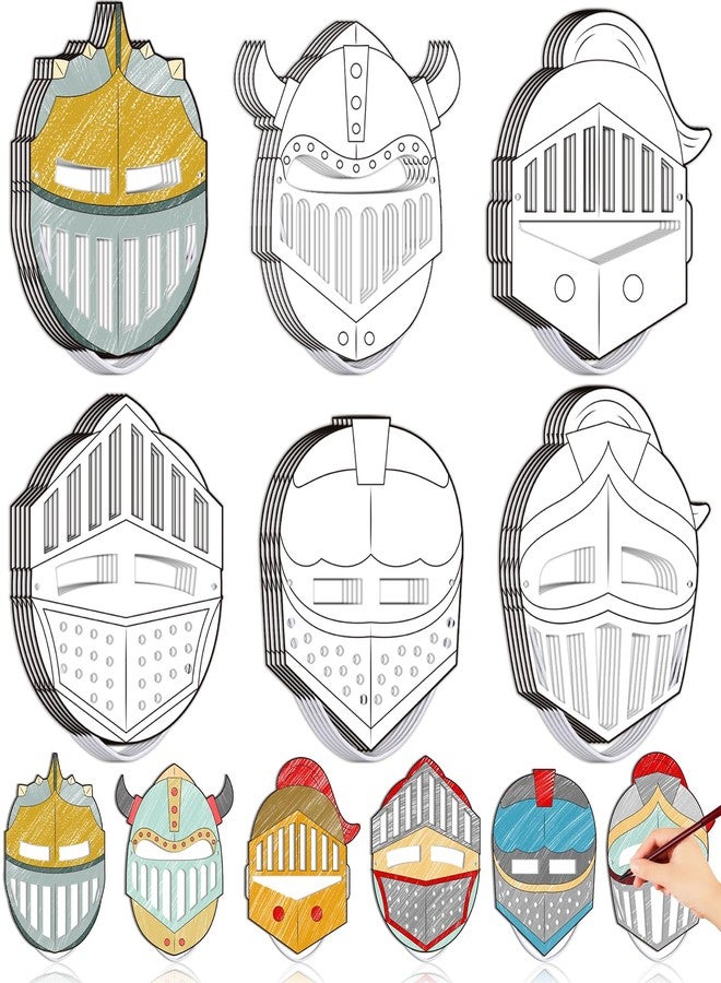 Liliful 30 Set Helmet of Salvation Craft Bulk Color Your Own DIY Kit Armor of God Knight Mask Crafts Religious Bible Blank Paper Arts for Fun Activity Party Favor - Image 1